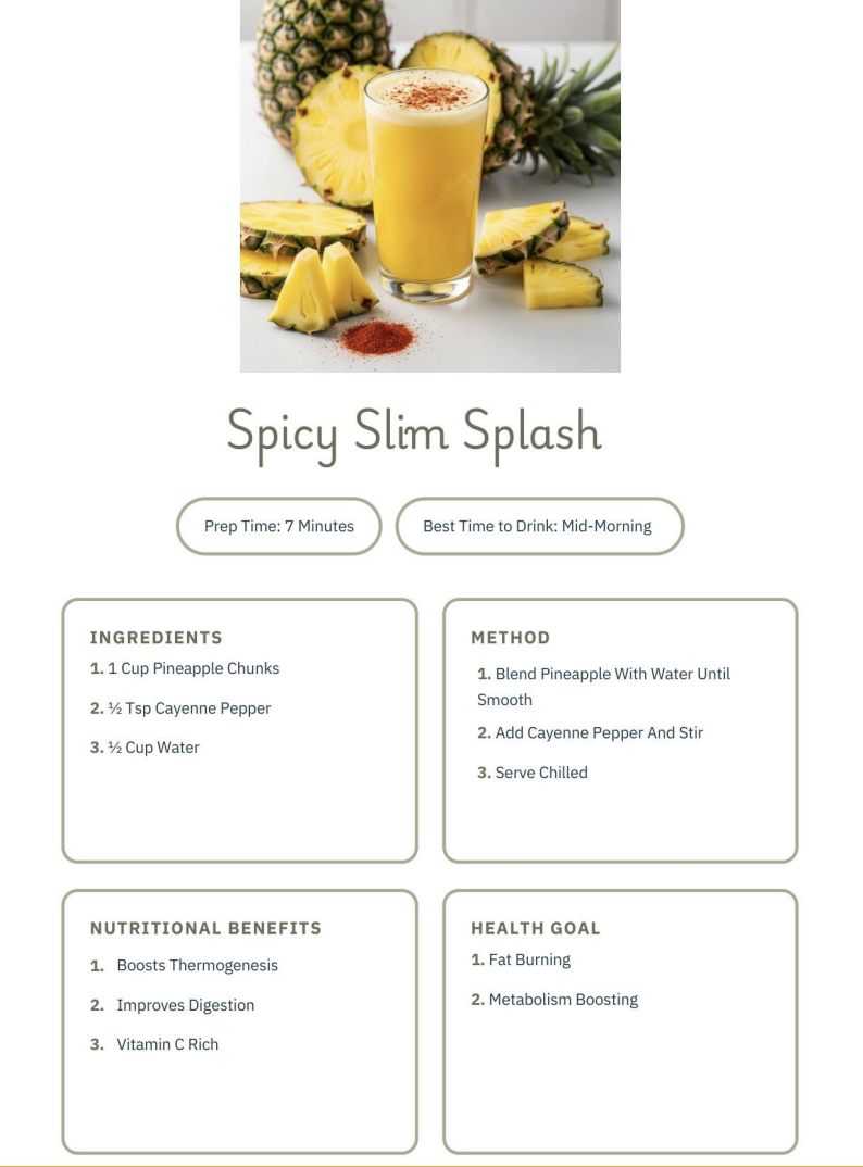 Sample recipe preview