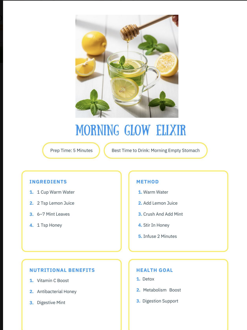 Sample recipe preview