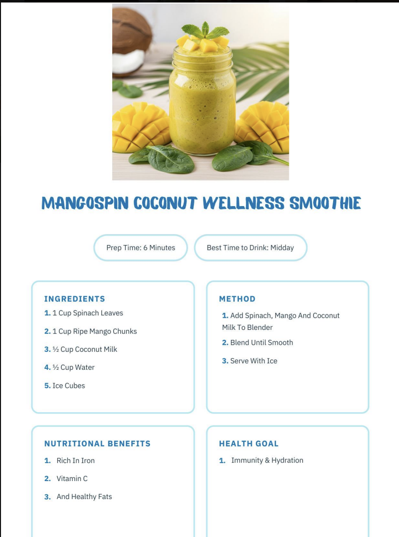 Sample recipe preview